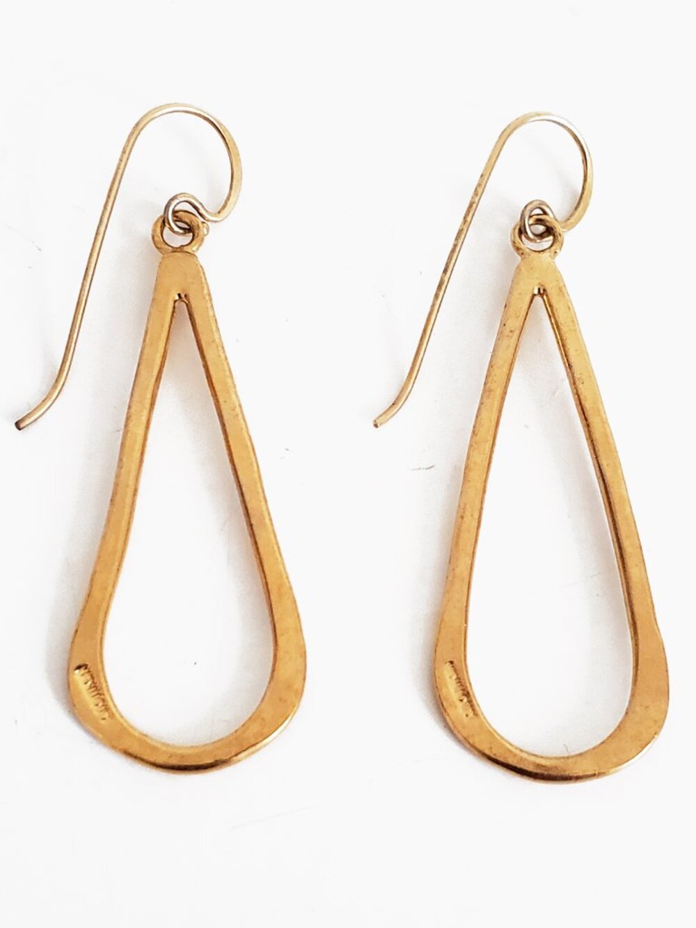 Rebecca Norman Gold Filled Hammered Drop Loop Earrings